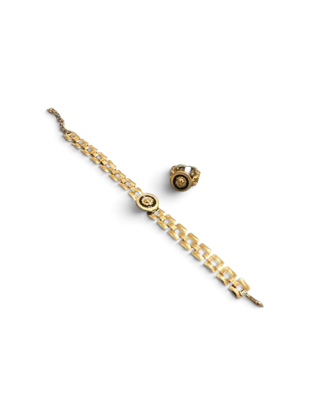 Iron Gold-Tone Women's Bracelet and Adjustable Ring Set